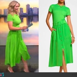 RAMY BROOK Sylvie Combo Ribbed Midi Dress In Tropic Green ASO TV Size M (flawed)